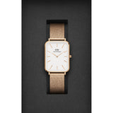 Daniel Wellington Quadro Pressed Melrose White Dial Rose Gold Mesh Strap Watch For Women - DW00100465 Authentic Buy Shop Now