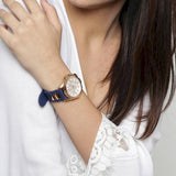 Guess Interpid White & Rose Gold Dial Blue Silicone Strap Watch For Women - W0325L8 Authentic Buy Shop Now