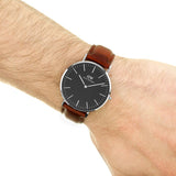 Daniel Wellington Classic St Mawes Black Dial Brown Leather Strap Watch For Men - DW00100130 Authentic Buy Shop Now