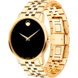Movado Museum Black Dial Gold Steel Strap Watch For Men - 606997 Authentic Buy Shop Now