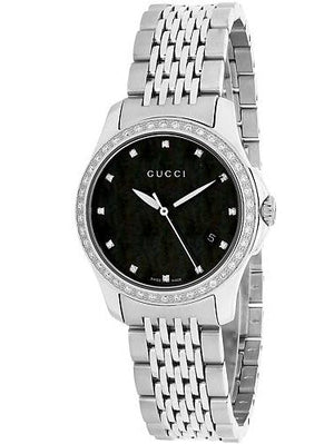 Gucci G Timeless Black Mother of Pearl Diamonds 38mm Watch For Women - YA126509 Authentic Buy Shop Now