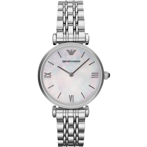 Emporio Armani T Bar Mother of Pearl Dial Steel Strap Watch For Women - AR1682 Authentic Buy Shop Now