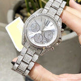 Michael Kors Mini Bradshaw Crystals Silver Dial Silver Steel Strap Watch For Women - MK6454 Authentic Buy Shop Now