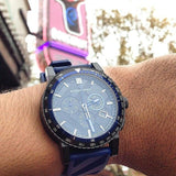 Burberry The City Sport Chronograph Black Dial Blue Rubber Strap Watch For Men - BU9807 Authentic Buy Shop Now