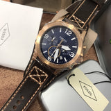 Fossil Nate Chronograph Blue Dial Brown Leather Strap Watch for Men - JR1505 Authentic Buy Shop Now