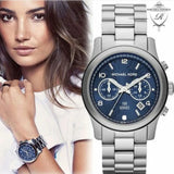Michael Kors Stop Hunger Chronograph Blue Dial Silver Steel Strap Watch for Men - MK8314 Authentic Buy Shop Now