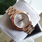 Michael Kors Slim Runway White Dial Rose Gold Steel Strap Watch For Women - MK3804 Authentic Buy Shop Now