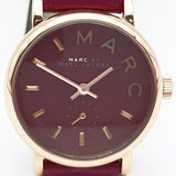 Marc Jacobs Baker Maroon Dial Maroon Leather Strap Watch for Women - MBM1271 Authentic Buy Shop Now