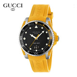Gucci Dive Black Dial Yellow Rubber Strap Watch For Men - YA136319 Authentic Buy Shop Now