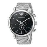 Emporio Armani Luigi Black Dial Silver Mesh Bracelet Watch For Men - AR8032 Authentic Buy Shop Now