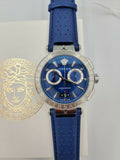 Versace Aion Chronograph Blue Dial Blue Leather Strap Watch for Men - VE1D01220 Authentic Buy Shop Now