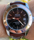 Breitling Superocean Heritage 42mm Rose Gold Chronometer Black Dial Brown Leather Strap Mens Watch - U1732112 Authentic Buy Shop Now