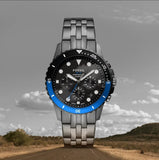 Fossil FB-01 Chronograph Black Dial Grey Steel Strap Watch for Men - FS5835 Authentic Buy Shop Now