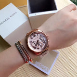 Michael Kors Brecken Chronograph Quartz Rose Gold Dial Rose Gold Steel Strap Watch For Women - MK6367 Authentic Buy Shop Now