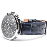 Guess Horizon Chronograph Quartz Black Dial Blue Leather Strap Watch For Men - W0380G3 Authentic Buy Shop Now