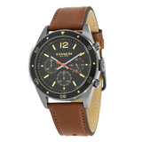 Coach Sullivan Chronograph Black Dial Brown Leather Strap Watch for Men - 14602070 Authentic Buy Shop Now