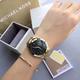 Michael Kors Runway Black Dial Gold Steel Strap Watch for Women - MK3478 Authentic Buy Shop Now