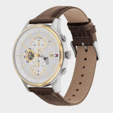 Tommy Hilfiger Weston Chronograph Silver Dial Brown Leather Strap Watch For Men - 1710501 Authentic Buy Shop Now