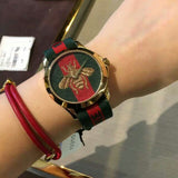 Gucci Le Marche des Merveilles Green & Red Dial Green & Red NATO Strap Unisex Watch - YA126487 Authentic Buy Shop Now