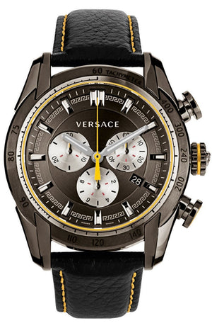 Versace V Ray Chronograph Grey Dial Black Leather Strap Watch for Men - VDB020014 Authentic Buy Shop Now
