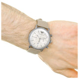 Emporio Armani Aviator Chronograph Quartz Grey Dial Beige Leather Strap Watch For Men - AR11107 Authentic Buy Shop Now