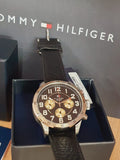 Tommy Hilfiger Sport Chronograph Black Dial Black Leather Strap Watch for Men - 1791050 Authentic Buy Shop Now