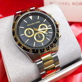 Michael Kors Layton Chronograph Black Dial Two Tone Steel Strap Watch For Men - MK8784 Authentic Buy Shop Now