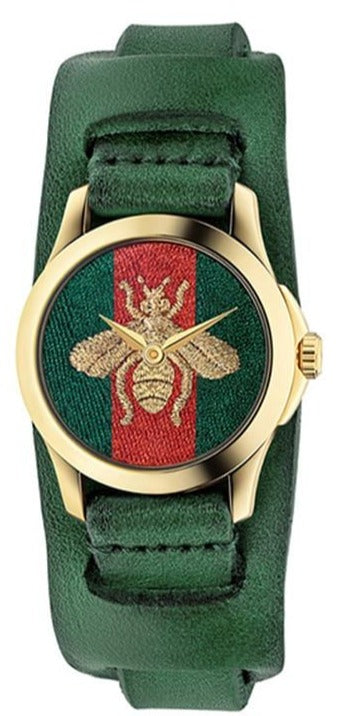 Gucci G Timeless Red Green Dial Green Leather Strap Watch For Women - YA126545 Authentic Buy Shop Now