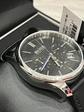 Hugo Boss Time One Chronograph Black Dial Black Leather Strap Watch for Men - 1513430 Authentic Buy Shop Now