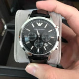 Emporio Armani Renato Chronograph Black Dial Black Leather Strap Watch For Men - AR2447 Authentic Buy Shop Now