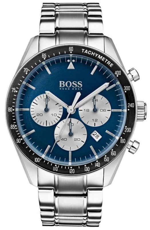 Hugo Boss Chronograph Blue Dial Silver Steel Strap Watch for Men - 1513630 Authentic Buy Shop Now