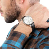 Fossil Buchanan Chronograph Silver Dial Black Leather Strap Watch for Men - FS5102 Authentic Buy Shop Now
