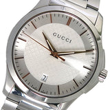 Gucci G Timeless Silver Dial Silver Steel Strap Unisex Watch - YA126442 Authentic Buy Shop Now