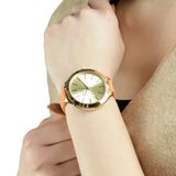 Michael Kors Runway Quartz Gold Dial Orange Leather Strap Watch For Women - MK2275 Authentic Buy Shop Now