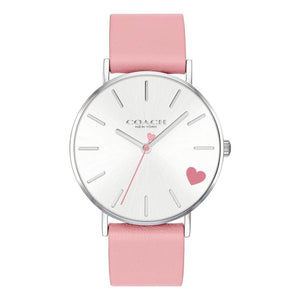 Coach Perry Silver Dial Pink Leather Strap Watch for Women - 14503516 Authentic Buy Shop Now