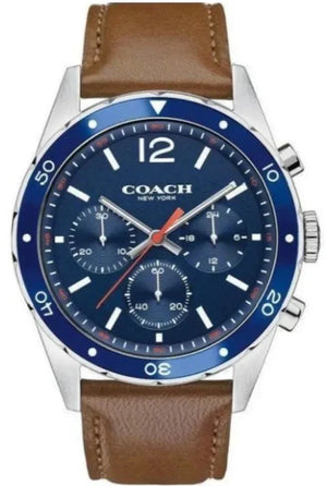 Coach Sullivan Sport Blue Dial Brown Leather Strap Watch for Men - 14606038 Authentic Buy Shop Now