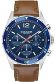 Coach Sullivan Sport Blue Dial Brown Leather Strap Watch for Men - 14606038 Authentic Buy Shop Now