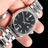 Tudor Style Automatic Black Dial Silver Steel Strap Watch for Men - M12710-0003 Authentic Buy Shop Now
