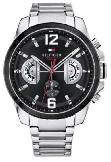 Tommy Hilfiger Decker Quartz Black Dial Silver Steel Strap Watch for Men - 1791472 Authentic Buy Shop Now