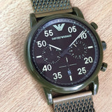 Emporio Armani Luigi Quartz Chronograph Black Dial Green Mesh Bracelet Watch For Men - AR11115 Authentic Buy Shop Now