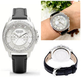 Coach Boyfriend Silver Dial Black Leather Strap Watch for Women - 14503152 Authentic Buy Shop Now