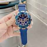 Guess Navigator Chronograph Blue Dial Blue Rubber Strap Watch for Men - GW0264G4 Authentic Buy Shop Now