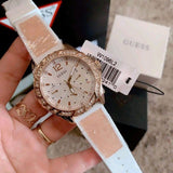 Guess Swirl Quartz Silver Dial White Rubber Strap Watch For Women - W1096l2 Authentic Buy Shop Now
