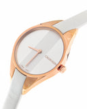 Calvin Klein Rebel White Grey Dial White Leather Strap Watch for Women - K8P236L6 Authentic Buy Shop Now