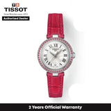 Tissot Bellissima Small Lady Diamonds Mother of Pearl Dial Red Leather Strap Watch For Women - T126.010.66.113.00 Authentic Buy Shop Now