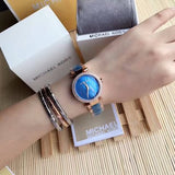 Michael Kors Parker Blue Mother of Pearl Dial Two Tone Steel Strap Watch for Women - MK6491 Authentic Buy Shop Now