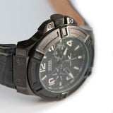 Guess Rigor Analog Black Dial Black Leather Strap Watch For Men - W0040G1 Authentic Buy Shop Now