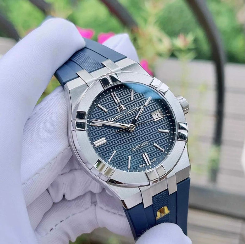 Maurice Lacroix Aikon Automatic Blue Dial Blue Leather Strap Watch For Men - AI6008-ss001-430-1 Authentic Buy Shop Now