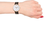 Movado Ultra Slim Silver Dial Brown Leather Strap Watch For Women - 0607093 Authentic Buy Shop Now