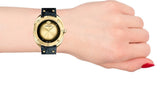 Versace Shadov Quartz Gold Dial Black Leather Strap Watch for Women - VEBM00318 Authentic Buy Shop Now
